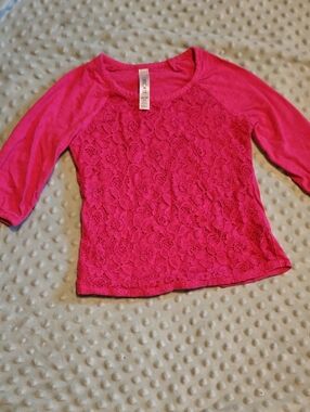 Cherokee Hot Pink Lace Raglan Long Sleeve Top Size 4/5